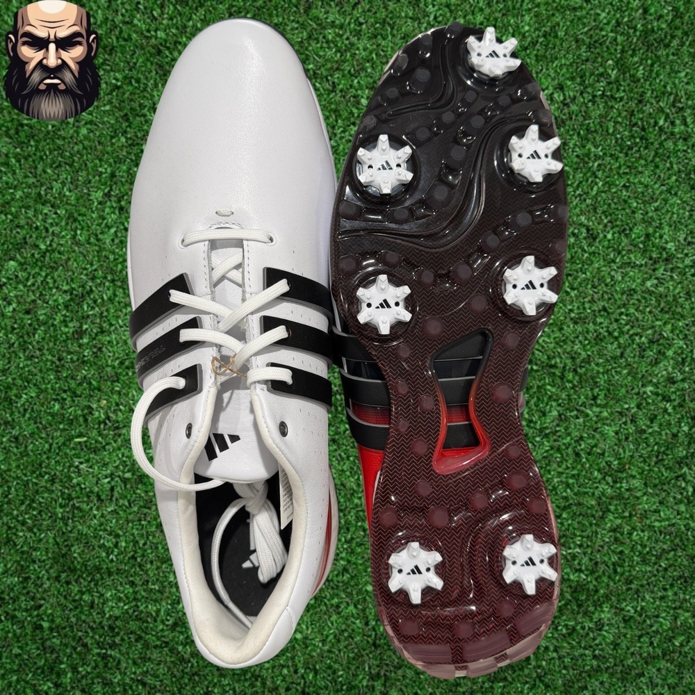 Adidas Tour 360 24 Golf Shoes White Black Red Leather Boost IH8539 Men Size 12.5 - Picture 5 of 7